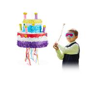 Relaxdays Birthday Cake Pinata, Hanging Children’s Paper Piñata, Fillable, Colourful