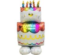 Birthday Cake Standing with base Foil Balloon, 1m (2 pack)