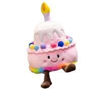 Birthday Cake Stuffed Toy - Plush Dessert, Cute Cake Soft Toy with Hidden Pocket | Love You Forever Embroidery Gift for Kids Adults Home Desk Decor Pink Singing Axolotl Battery Powered Fun