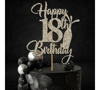 Birthday Cake Topper, 18th Birthday Celebration, Available in 15cm and 20cm, Glitter and Mirror Finish Many colours (18th, Champagne gold (15cm))