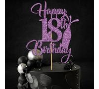 Birthday Cake Topper, 18th Birthday Celebration, Available in 15cm and 20cm, Glitter and Mirror Finish Many colours (18th, Lilac (15cm))