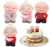Birthday Cake Toppers Old Man and Woman Figurines Wedding Anniversary Cake Decorations DIY Party Toppers for Birthday Celebration and Events, Style 3
