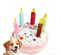 Birthday Cake Toy Plush Squeaky Dog Toy Features Built-in Squeaker Teething Chewing Toy Interactive Puzzle Toy for Dogs Pet Supplies Suitable for Small to Medium-Sized Dogs (pink)
