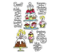 Birthday Cakes Stamps for Card Making Starwberry Ice Cream Transparent Silicone Seal Stamps for DIY Scrapbooking Paper Crafting Sweet!Life is uncertain eat dessert first Words Phrase Clear Stamps