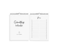 Birthday Calendar, Year-Independent Everlasting Without Days of the Week, Perpetual Calendar for Entering Birthdays, Everlasting Birth Calendar DIN A4