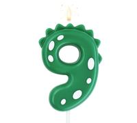 Birthday Candle 9 for Cakes, 7cm Big Size Dinasour Number Candle for Cake Decoration, Dinasour Theme Forest Theme Birthday Party, Green