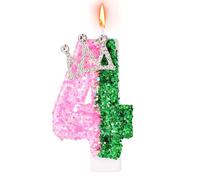 Birthday Candle, Glittery Witch Number Candle with Crown Decoration Cake Topper for Birthday Witch Themed Parties Anniversary（Number 4）
