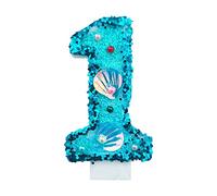 Birthday Candle - Jagowa Number 1 Numeral Birthday Candle Blue Glitter Shell Numeral Number Nine Cake Candle Cake Topper Decoration for Birthday Anniversary(Number 1)