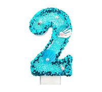Birthday Candle - Jagowa Number 2 Numeral Birthday Candle Blue Glitter Shell Numeral Number Nine Cake Candle Cake Topper Decoration for Birthday Anniversary(Number 2)