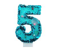Birthday Candle - Jagowa Number 5 Numeral Birthday Candle Blue Glitter Shell Numeral Number Nine Cake Candle Cake Topper Decoration for Birthday Anniversary(Number 5)