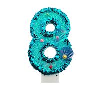 Birthday Candle - Jagowa Number 8 Numeral Birthday Candle Blue Glitter Shell Numeral Number Nine Cake Candle Cake Topper Decoration for Birthday Anniversary(Number 8)