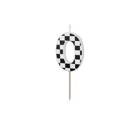 Birthday Candle Number 0 with Chequered Pattern 5.5 cm - Number Candles Cake Candles Cake Candles Children's Birthday Party Decoration Cake Decoration Cake Decoration Black White