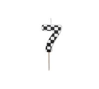 Birthday Candle Number 7 with Chequered Pattern 5.5 cm - Number Candles Cake Candles Cake Candles Children's Birthday Party Decoration Cake Decoration Cake Decoration Black White