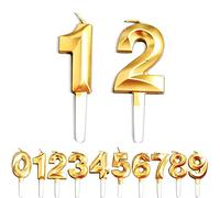 Birthday Candles, 12th/21th Birthday Cake Candles, Cake Decoration for Birthday Party Wedding Anniversary Graduation Party Supplies (Gold, Number 1&2)