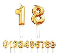 Birthday Candles, 18th/81th/1th/8th Birthday Cake Candles, Cake Decoration for Birthday Party Wedding Anniversary Graduation Party Supplies (Gold, Number 1&8)