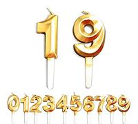 Birthday Candles, 19th/91th/1th/9th Birthday Cake Candles, Cake Decoration for Birthday Party Wedding Anniversary Graduation Party Supplies (Gold, Number 1&9)