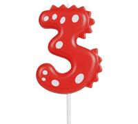 Birthday Candles,2.8inch Dinosaur Number Candles,Number 3 Candle, Dino Candles,Happy Birthday Candle,Cake Candles Cake Topper,Boys Girls Kids Dinasour Forest Theme 3 Birthday Party Decorations(Red)