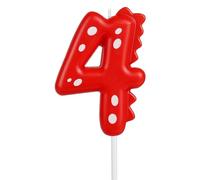 Birthday Candles,2.8inch Dinosaur Number Candles,Number 4 Candle, Dino Candles,Happy Birthday Candle,Cake Candles Cake Topper,Boys Girls Kids Dinasour Forest Theme 4 Birthday Party Decorations(Red)