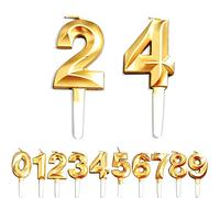 Birthday Candles, 24th/42th/2th/4th Birthday Cake Candles, Cake Decoration for Birthday Party Wedding Anniversary Graduation Party Supplies (Gold, Number 2&4)