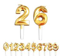 Birthday Candles, 26th/62th/2th/6th Birthday Cake Candles, Cake Decoration for Birthday Party Wedding Anniversary Graduation Party Supplies (Gold, Number 2&6)