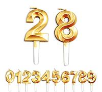 Birthday Candles, 28th/82th/2th/8th Birthday Cake Candles, Cake Decoration for Birthday Party Wedding Anniversary Graduation Party Supplies (Gold, Number 2&8)