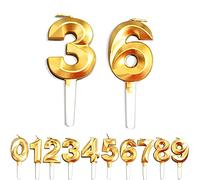 Birthday Candles, 36th/63th/3th/6th Birthday Cake Candles, Cake Decoration for Birthday Party Wedding Anniversary Graduation Party Supplies (Gold, Number 3&6)