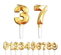 Birthday Candles, 37th/73th/3th/7th Birthday Cake Candles, Cake Decoration for Birthday Party Wedding Anniversary Graduation Party Supplies (Gold, Number 3&7)