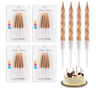 Birthday Candles, 40 Pcs Metallic Spiral Birthday Cake Candles with Holders, Thin Cupcake Candles for Birthday Cake Baby Shower Cake Wedding Party Decoration 7.5 Centimeters (Champagne)
