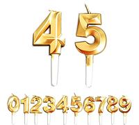 Birthday Candles, 45th/54th/4th/5th Birthday Cake Candles, Cake Decoration for Birthday Party Wedding Anniversary Graduation Party Supplies (Gold, Number 4&5)
