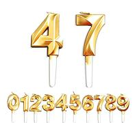 Birthday Candles, 47th/74th/4th/7th Birthday Cake Candles, Cake Decoration for Birthday Party Wedding Anniversary Graduation Party Supplies (Gold, Number 4&7)