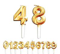 Birthday Candles, 48th/84th/4th/8th Birthday Cake Candles, Cake Decoration for Birthday Party Wedding Anniversary Graduation Party Supplies (Gold, Number 4&8)