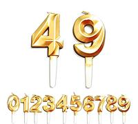 Birthday Candles, 49th/94th/4th/9th Birthday Cake Candles, Cake Decoration for Birthday Party Wedding Anniversary Graduation Party Supplies (Gold, Number 4&9)