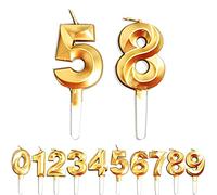 Birthday Candles, 58th/85th/5th/8th Birthday Cake Candles, Cake Decoration for Birthday Party Wedding Anniversary Graduation Party Supplies (Gold, Number 5&8)