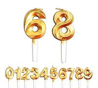 Birthday Candles, 68th/86th/6th/8th Birthday Cake Candles, Cake Decoration for Birthday Party Wedding Anniversary Graduation Party Supplies (Gold, Number 6&8)