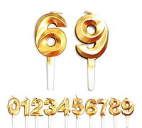 Birthday Candles, 69th/96th/6th/9th Birthday Cake Candles, Cake Decoration for Birthday Party Wedding Anniversary Graduation Party Supplies (Gold, Number 6&9)