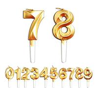 Birthday Candles, 78th/87th/7th/8th Birthday Cake Candles, Cake Decoration for Birthday Party Wedding Anniversary Graduation Party Supplies (Gold, Number 7&8)