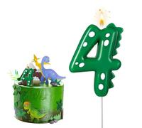 Birthday Candles, Dinosaur Number 4 Candles, Dinosaur Birthday Candle, Dinosaur Green Birthday Candles, for Dinosaur Theme Birthday Party, Green Theme Party, Bakery Decoration, Happy Birthday Candle