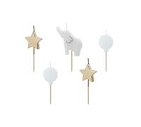 Birthday Candles Elephant Stars 3-5 cm Set of 5 - Cake Candles for Children's Birthday Baby Shower Christening - Wax Candles Cake Candles as Birthday Decoration - Cake Decoration & Cake Decoration -