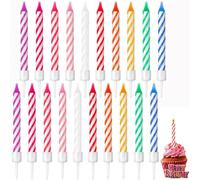 Birthday Candles for Cakes,20 Piece Birthday Candles Rainbow Party Candles with Holders,for Baby Shower Cake Wedding Party Decoratio(7cm)
