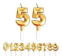 Birthday Candles, Gold Number 5th/55th Birthday Cake Candles, Cake Decoration for Birthday Party Wedding Anniversary Graduation Party Supplies (Gold, Number 5&5)