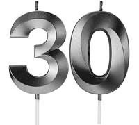 Birthday Candles Number Candles Age Year for Cakes Happy Birthday 3D Designed Wedding Anniversary Party Cake Topper Decorations (Black, 30)