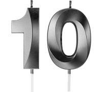 Birthday Candles Number Candles Age Year for Cakes Happy Birthday 3D Designed Wedding Anniversary Party Cake Topper Decorations (Black, 10)