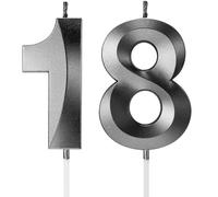 Birthday Candles Number Candles Age Year for Cakes Happy Birthday 3D Designed Wedding Anniversary Party Cake Topper Decorations (Black, 18)