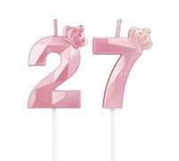 Birthday Candles Numbers 27 with Crown, 3D Candles Birthday for Cake Birthday Decoration, Birthday Candles Numbers, Birthday Candles Children for Parties, Weddings, Company Parties, Anniversaries