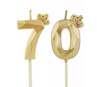 Birthday Candles Numbers 70 with Crown, 3D Candles Birthday for Cake Birthday Decoration, Birthday Candles Numbers, Birthday Candles Children for Parties, Weddings, Company Parties, Anniversaries