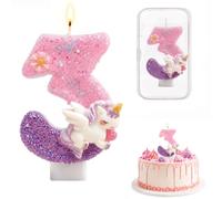 Birthday Candles, Pink Purple Glitter Number 3 Candles for Cake, Floral 3D Gradient 3th Cake Topper, Sparkly Sequins Happy Birthday Candle for Girls, Pastel Themed Bakery Decorations Party Supplies