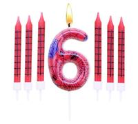 Birthday Candles Set,Number 6 Candle with 6Pc Long Candles,for Cake for Girls Boys Women Men’s Birthday Party Decorations