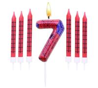 Birthday Candles Set,Number 7 Candle with 6Pc Long Candles,for Cake for Girls Boys Women Men’s Birthday Party Decorations