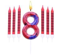 Birthday Candles Set,Number 8 Candle with 6Pc Long Candles,for Cake for Girls Boys Women Men’s Birthday Party Decorations