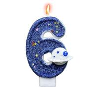 Birthday Candles, Space Theme Glitter Candle, Decorative Wax, Festive Cake Topper, Fun Party Accent, Shimmering Galaxy Design, Celebration Supply for Events, Gatherings